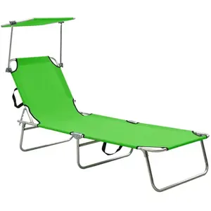 Comparateur de prix : vidaXL Chaise longue pliable avec auvent acier vert pomme