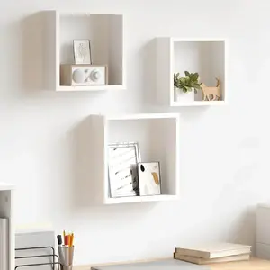 Comparateur de prix : vidaXL Étagères murales sous forme de cube 3 pcs Blanc MDF