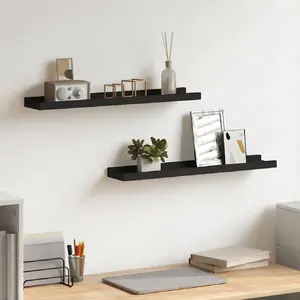 vidaXL Étagères à rebord pour cadre photo 2 pcs Noir 60x9x3 cm MDF pas cher