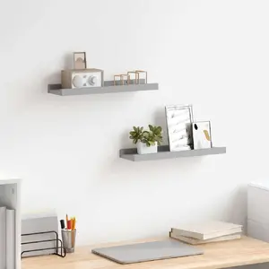 vidaXL Étagères à rebord pour cadre photo 2 pcs Gris 40x9x3 cm MDF