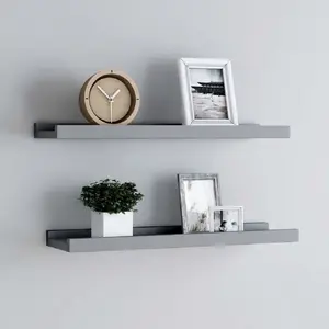 vidaXL Étagères à rebord pour cadre photo 2 pcs Gris 60x9x3 cm MDF