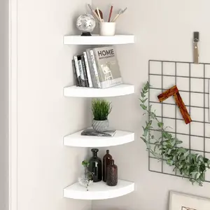 Comparateur de prix : vidaXL Étagères d'angle flottantes 4 pcs blanc 25x25x3,8 cm MDF