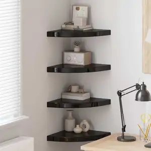 Comparateur de prix : vidaXL Étagères d'angle flottantes 4 pcs noir brillant 35x35x3,8cm MDF