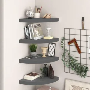 Comparateur de prix : vidaXL Étagères d'angle flottantes 4 pcs gris brillant 35x35x3,8cm MDF