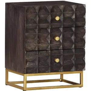 Comparateur de prix : vidaXL Table de chevet Noir 40x30x50 cm Bois de manguier massif