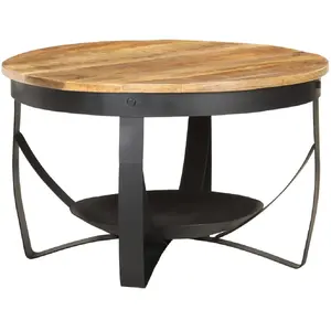 vidaXL Table basse Ø68x43 cm Bois de manguier brut pas cher