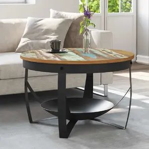 vidaXL Table basse Ø68x43 cm Bois de récupération massif pas cher