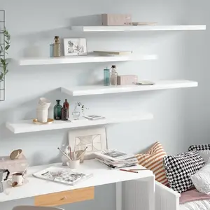 Comparateur de prix : vidaXL Étagère murale flottante 4pcs Blanc brillant 120x23,5x3,8cm MDF
