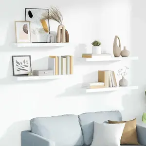 Comparateur de prix : vidaXL Étagère murale flottante 4 pcs Blanc brillant 90x23,5x3,8cm MDF