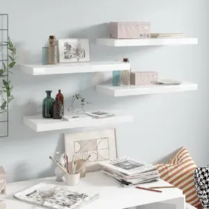 Comparateur de prix : vidaXL Étagère murale flottante 4 pcs Blanc brillant 60x23,5x3,8cm MDF