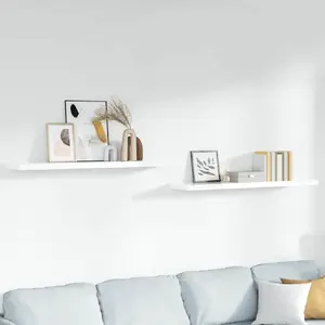 Comparateur de prix : vidaXL Étagère murale flottante 2pcs Blanc brillant 120x23,5x3,8cm MDF
