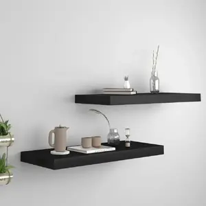 Comparateur de prix : vidaXL Étagères murales flottantes 2 pcs noir 60x23,5x3,8 cm MDF