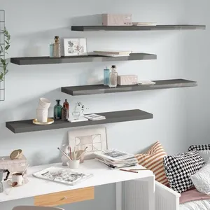 Comparateur de prix : vidaXL Étagères murales flottantes 4 pcs gris brillant 120x23,5x3,8 cm