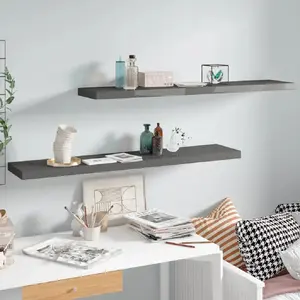 Comparateur de prix : vidaXL Étagères murales flottantes 2 pcs gris brillant 120x23,5x3,8 cm