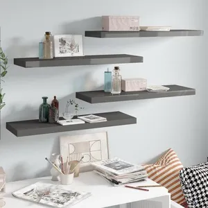 Comparateur de prix : vidaXL Étagère murale flottante 4 pcs Gris brillant 80x23,5x3,8 cm MDF