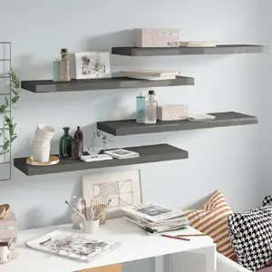 Comparateur de prix : vidaXL Étagère murale flottante 4 pcs Gris brillant 90x23,5x3,8 cm MDF