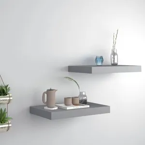 Comparateur de prix : vidaXL Étagères murales flottantes 2 pcs Gris 40x23x3,8 cm MDF