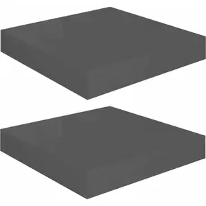 Comparateur de prix : vidaXL Étagère murale flottante 2 pcs Gris brillant 23x23,5x3,8 cm MDF