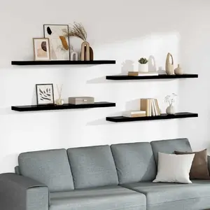 Comparateur de prix : vidaXL Étagère murale flottante 4 pcs Noir brillant 120x23,5x3,8cm MDF