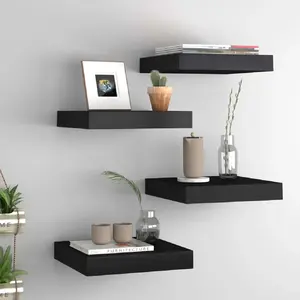 Comparateur de prix : vidaXL Étagères murales flottantes 4 pcs noir 23x23,5x3,8 cm MDF