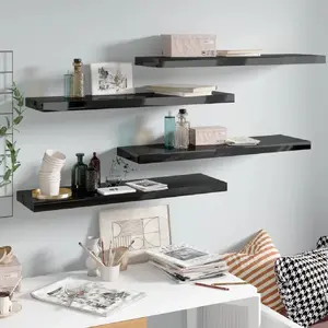 Comparateur de prix : vidaXL Étagère murale flottante 4 pcs Noir brillant 90x23,5x3,8 cm MDF