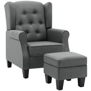 vidaXL Fauteuil avec repose-pied Gris clair Tissu pas cher