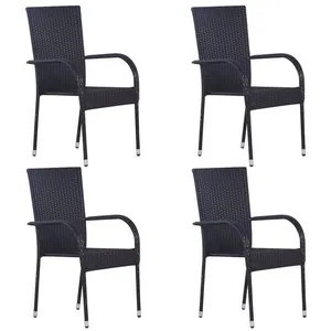 Comparateur de prix : vidaXL Chaises empilables d'extérieur 4 pcs Résine tressée Noir