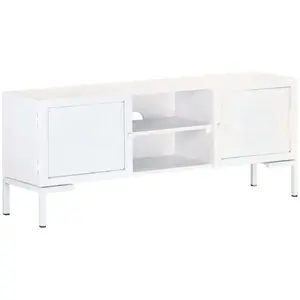 vidaXL Meuble TV Blanc 115x30x46 cm Bois massif de manguier pas cher