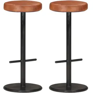 VIDAXL Tabourets de bar lot de 2 marron cuir véritable pas cher