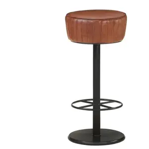 VIDAXL Tabouret de bar Marron Cuir véritable pas cher