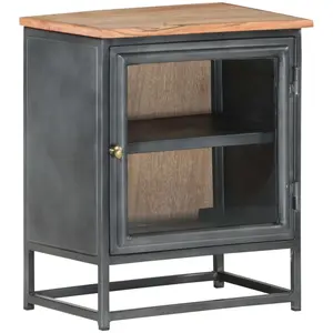 vidaXL Table de chevet Gris 40x30x50 cm Bois d'acacia massif pas cher