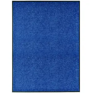 vidaXL Paillasson lavable Bleu 90x120 cm pas cher