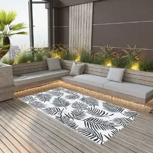 Comparateur de prix : Tapis d'extérieur Blanc et noir 120x180 cm pp Vidaxl Motif de feuille