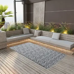 Comparateur de prix : Vidaxl - Tapis d'extérieur arakil Blanc et noir 80x150 cm pp
