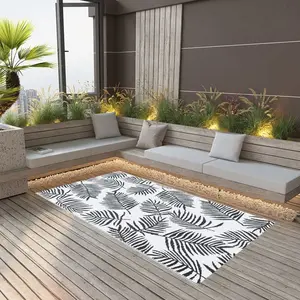 Comparateur de prix : vidaXL Tapis d'extérieur Blanc et noir 80x150 cm PP