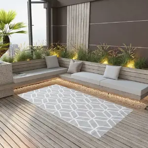 Comparateur de prix : Vidaxl - Tapis d'extérieur Gris 160x230 cm pp Gris et blanc