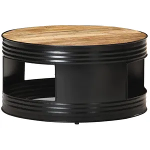 vidaXL Table basse Noir 68x68x36 cm Bois massif de manguier brut pas cher