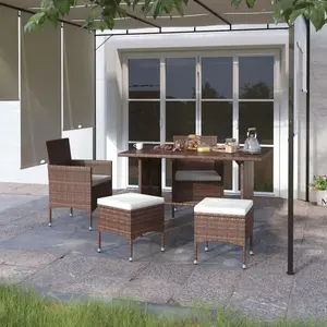 Comparateur de prix : vidaXL Jeu de chaise et tabouret de jardin 4 pcs Résine tressée Marron