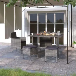 Comparateur de prix : vidaXL Jeu de chaise et tabouret de jardin 4 pcs Résine tressée Gris