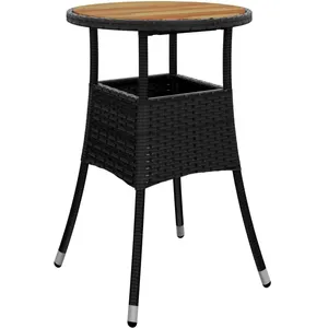 Comparateur de prix : vidaXL Table de jardin Ø60x75 cm Acacia et résine tressée Noir