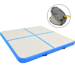 vidaXL Tapis gonflable de gymnastique avec pompe 200x200x20cm PVC BleuVendu parvidaxl