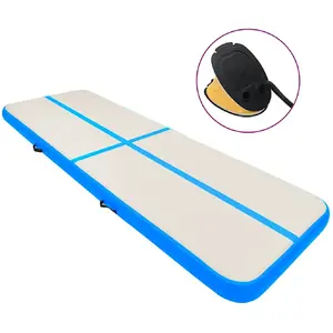 Comparateur de prix : vidaXL Tapis gonflable de gymnastique avec pompe 500x100x15cm PVC Bleu