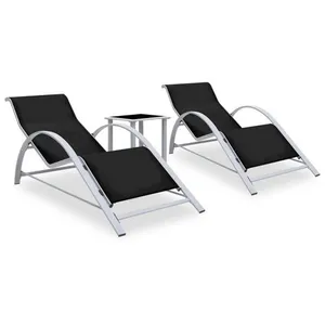 Comparateur de prix : vidaXL Chaises longues 2 pcs avec table Aluminium Noir