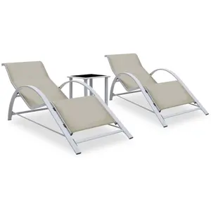 Comparateur de prix : vidaXL Chaises longues 2 pcs avec table Aluminium Crème