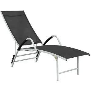 vidaXL Chaise longue Textilène et aluminium Noir pas cher