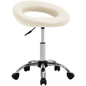 vidaXL Chaise de travail roulante Crème Similicuir pas cher