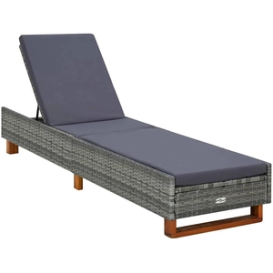 vidaXL Transat avec coussin Résine tressée Gris pas cher