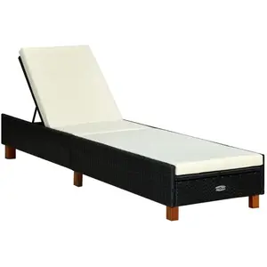 vidaXL Transat avec coussin Résine tressée Noir pas cher