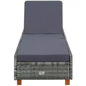 vidaXL Transat avec coussin Résine tressée Gris pas cher