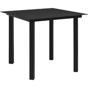 vidaXL Table à dîner de jardin Noir 80x80x74 cm Acier et verre pas cher